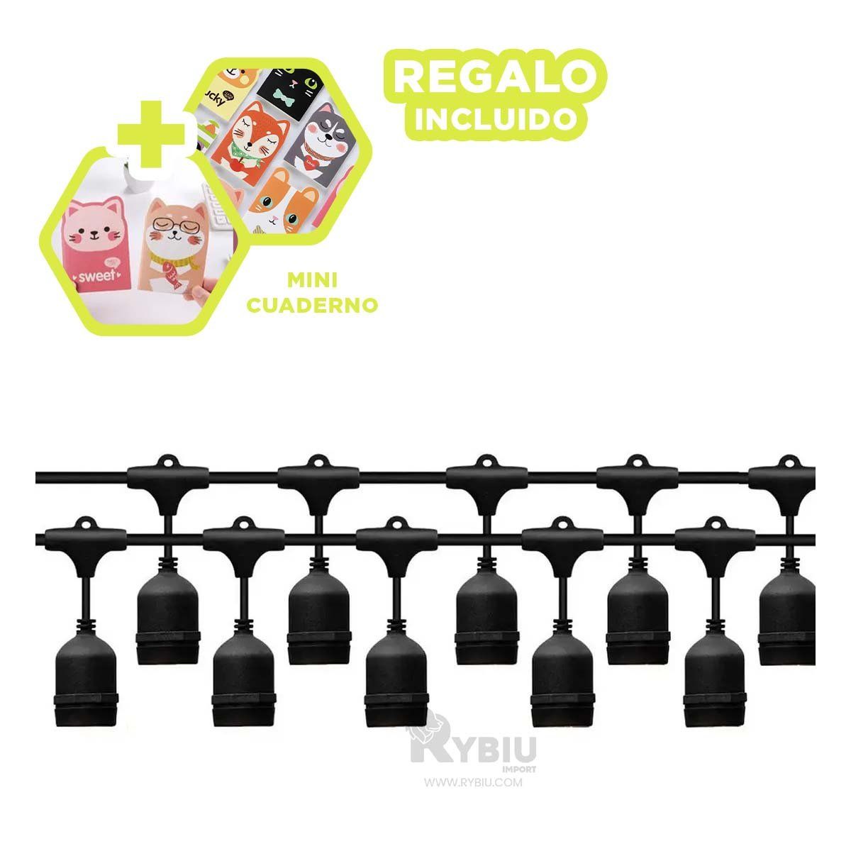 GENERICO - Guirnalda Fascinante para 10 Focos Negro Y+Regalo Agendita