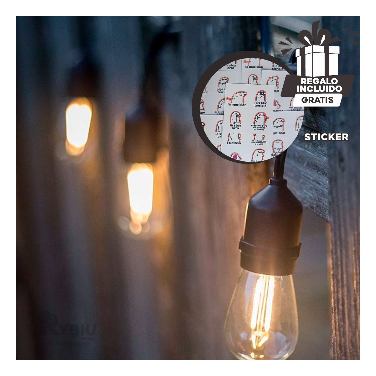 RYBIU IMPORT - Iluminacion Decorativa de 20 Metros Negro Y+Regalo Stickers