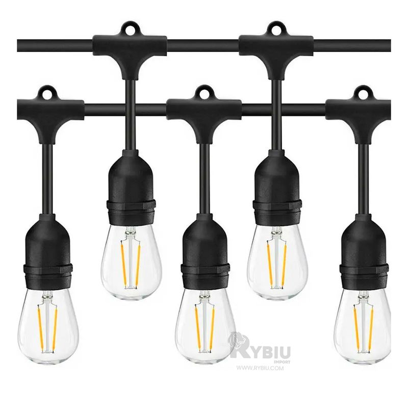 RYBIU IMPORT - Guirnalda para Hogar para 20 Bombillas de 10 Metros en Negro