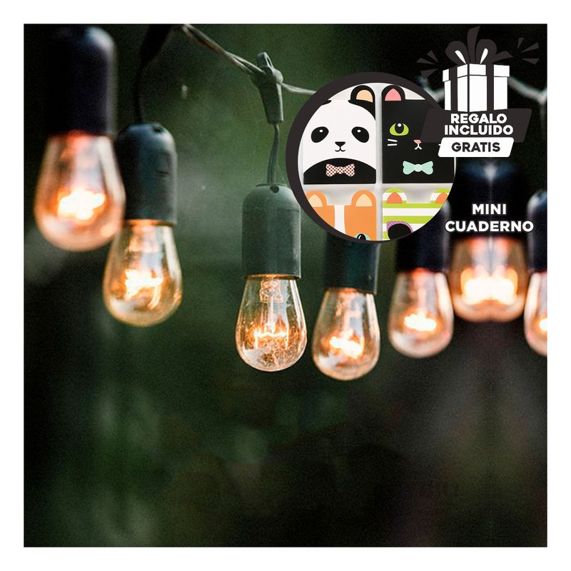 GENERICO - Guirnalda Fascinante para 20 Focos Negro Y+Regalo Agendita