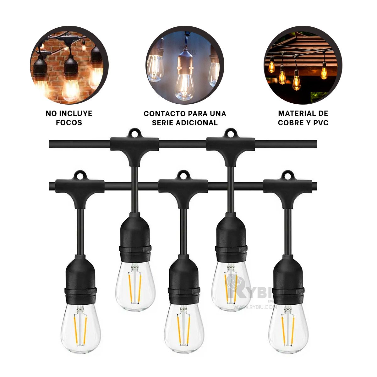 GENERICO - Iluminacion Festiva de 20 Metro Negro Y+Envoltorio de Regalo