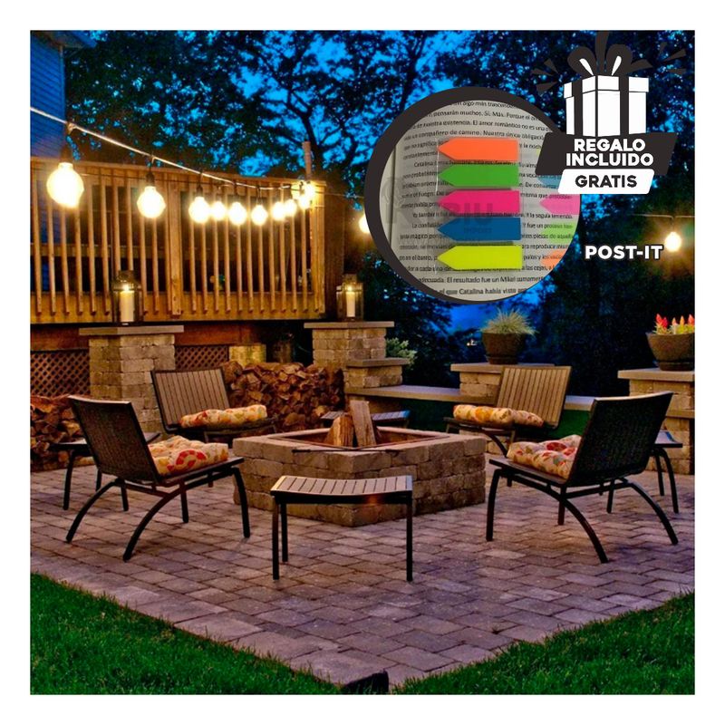 GENERICO - Cadena Luminaria de 10m en Tono Negro Y+Banderitas Adhesivas