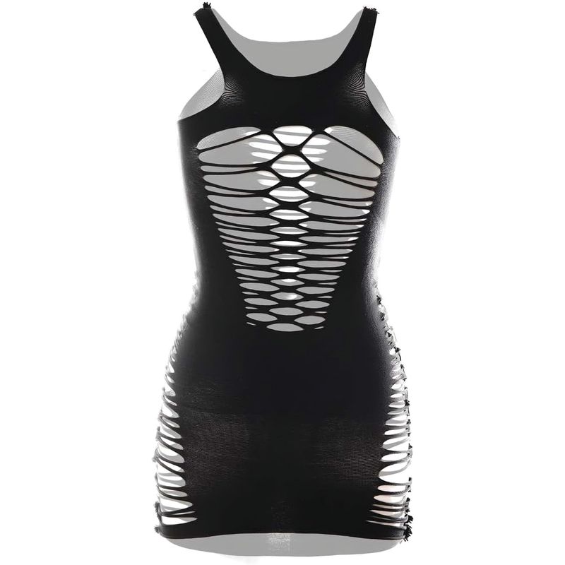 GENERICO - Sexy Malla Lencería Negra tipo vestido