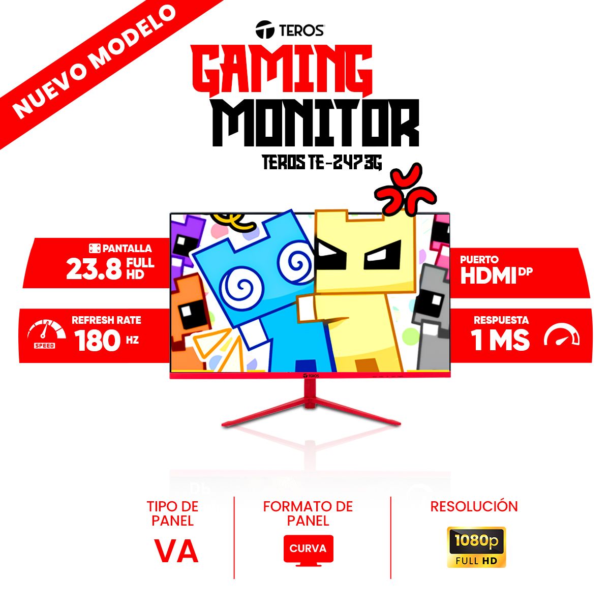 TEROS - Monitor curvo TEROS TE-2473G 238 FHD VA HDMI