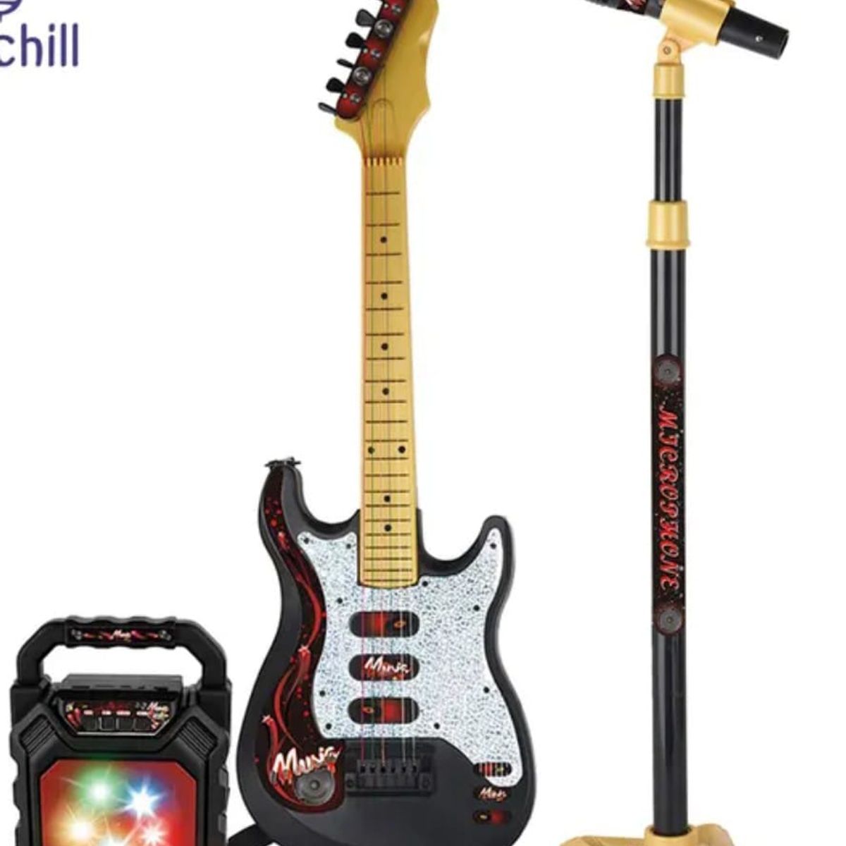 GENERICO - Guitarra Grande Con Micrófono + Amplificador + Tripode Negro