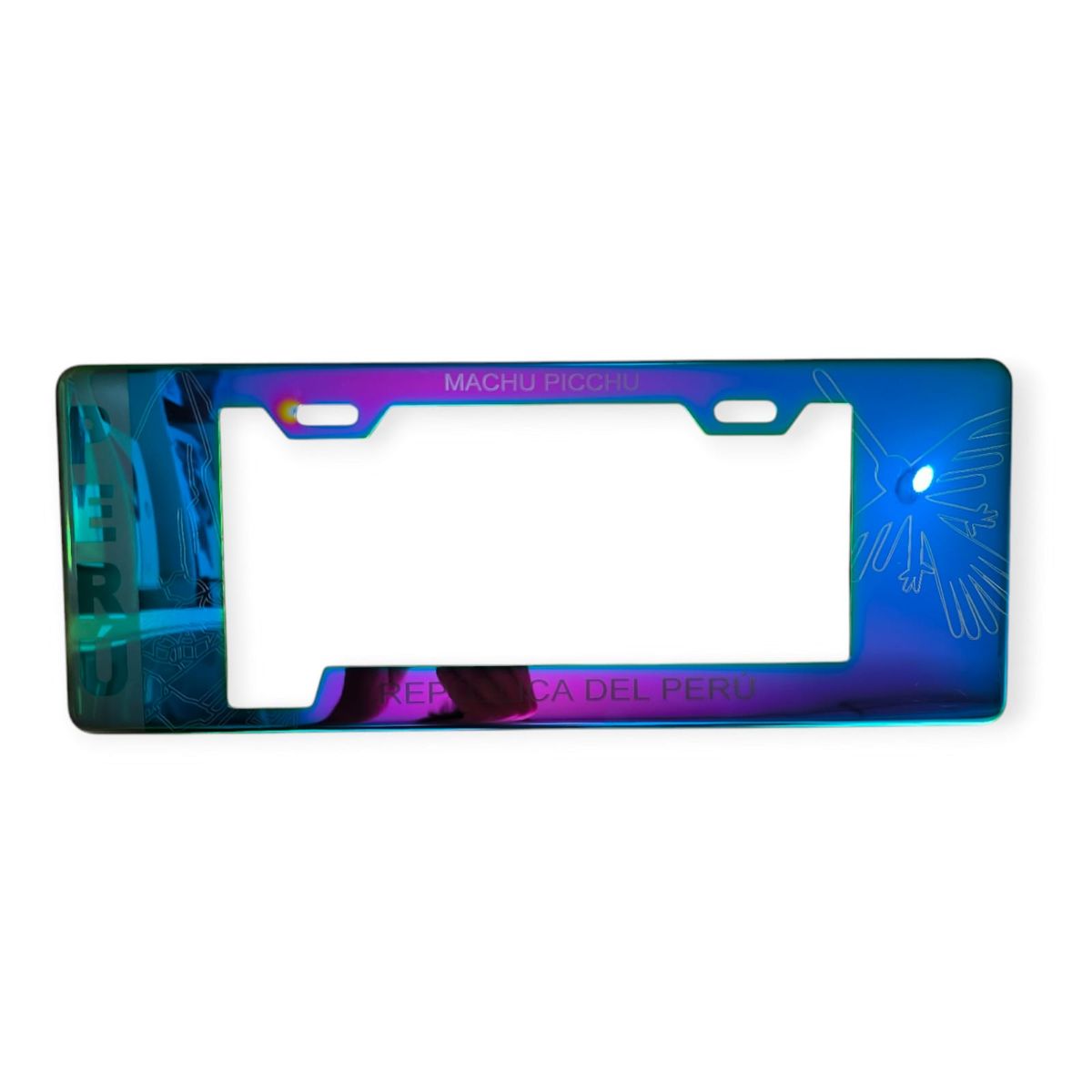 GENERICO - Porta placa modelo europeo tornasol con diseño peruano