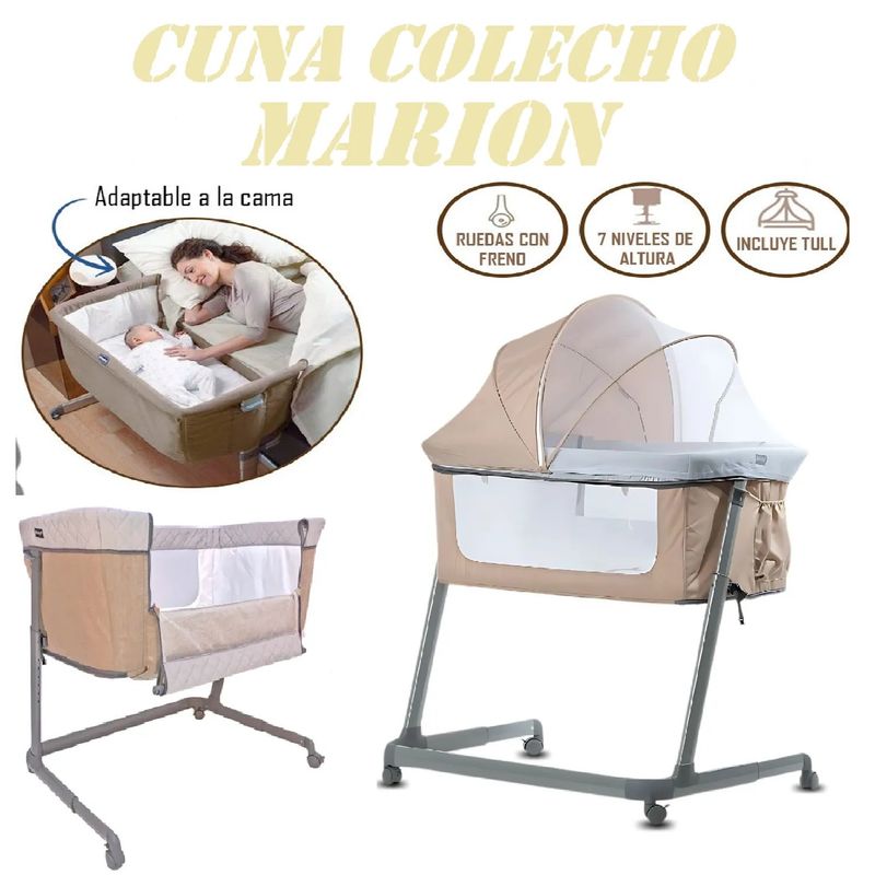 EBABY - Nueva Cuna colecho para bebe con Mosquitero Marion Beige