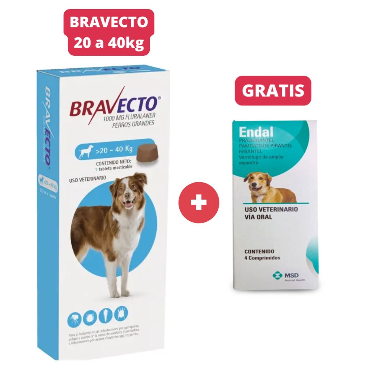 BRAVECTO - Antipulgas Bravecto para perros de 20 - 40 kg