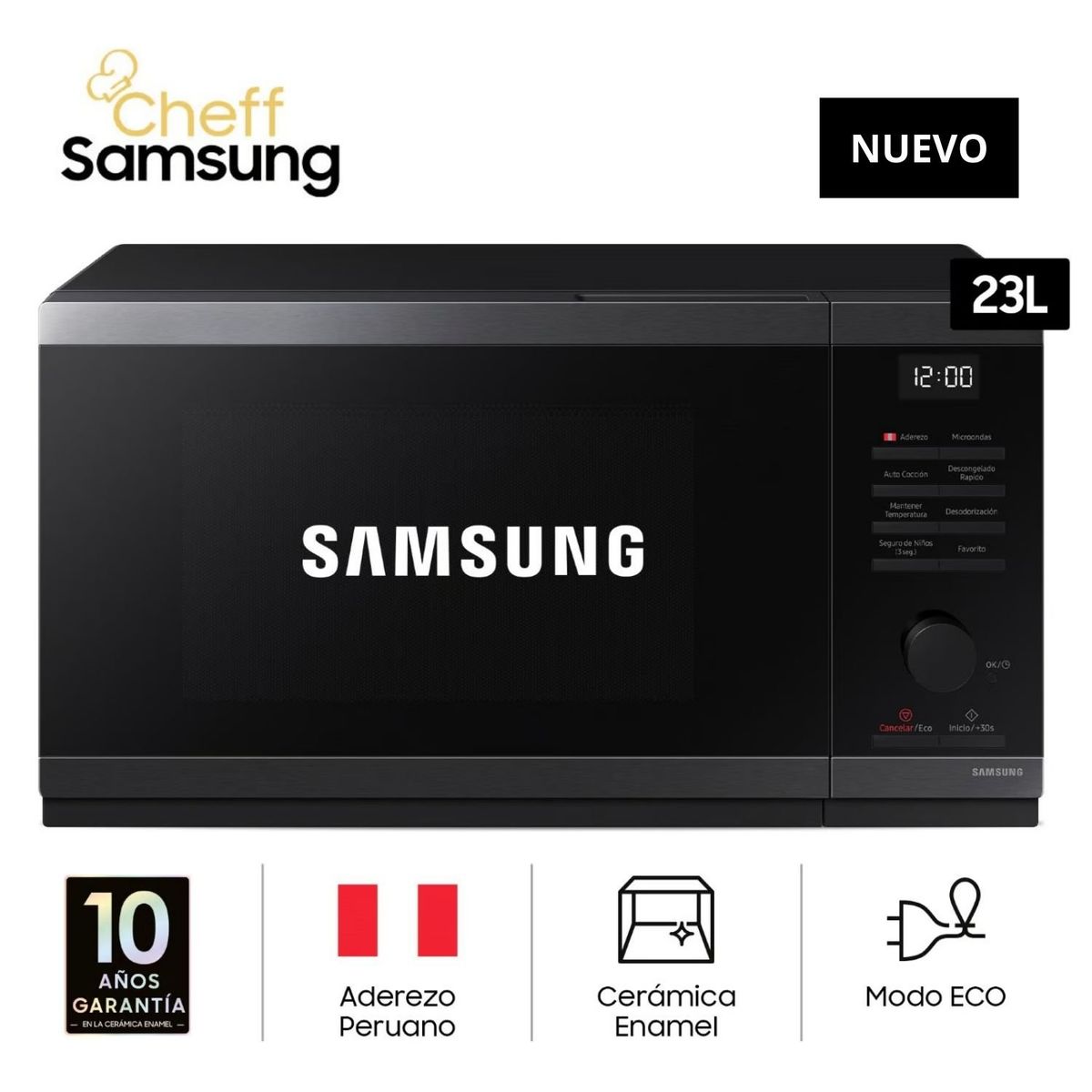 SAMSUNG - Microondas Samsung 23 Lts - Acero Inoxidable Negro