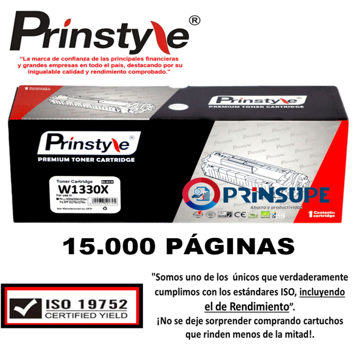PRINSTYLE - TONER  DE 15.000 PÁG. PRINSTYLE 330A  330X W1330X CON CHIP . ISO 19752