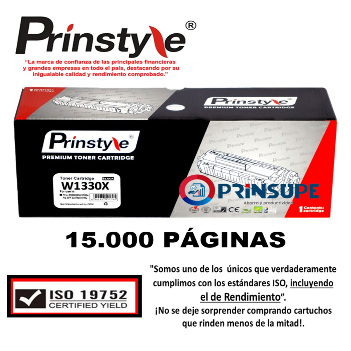 PRINSTYLE - TONER  DE 15.000 PÁG. PRINSTYLE 330A  330X W1330X CON CHIP . ISO 19752