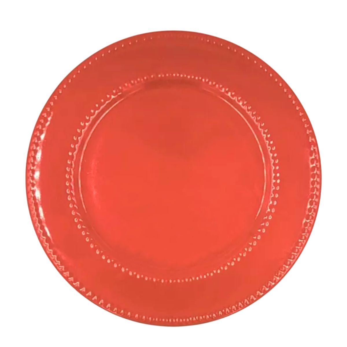 INSPIRA - Set de 4 Platos Cerámicos Rojos con Borde Relieve 27 cm