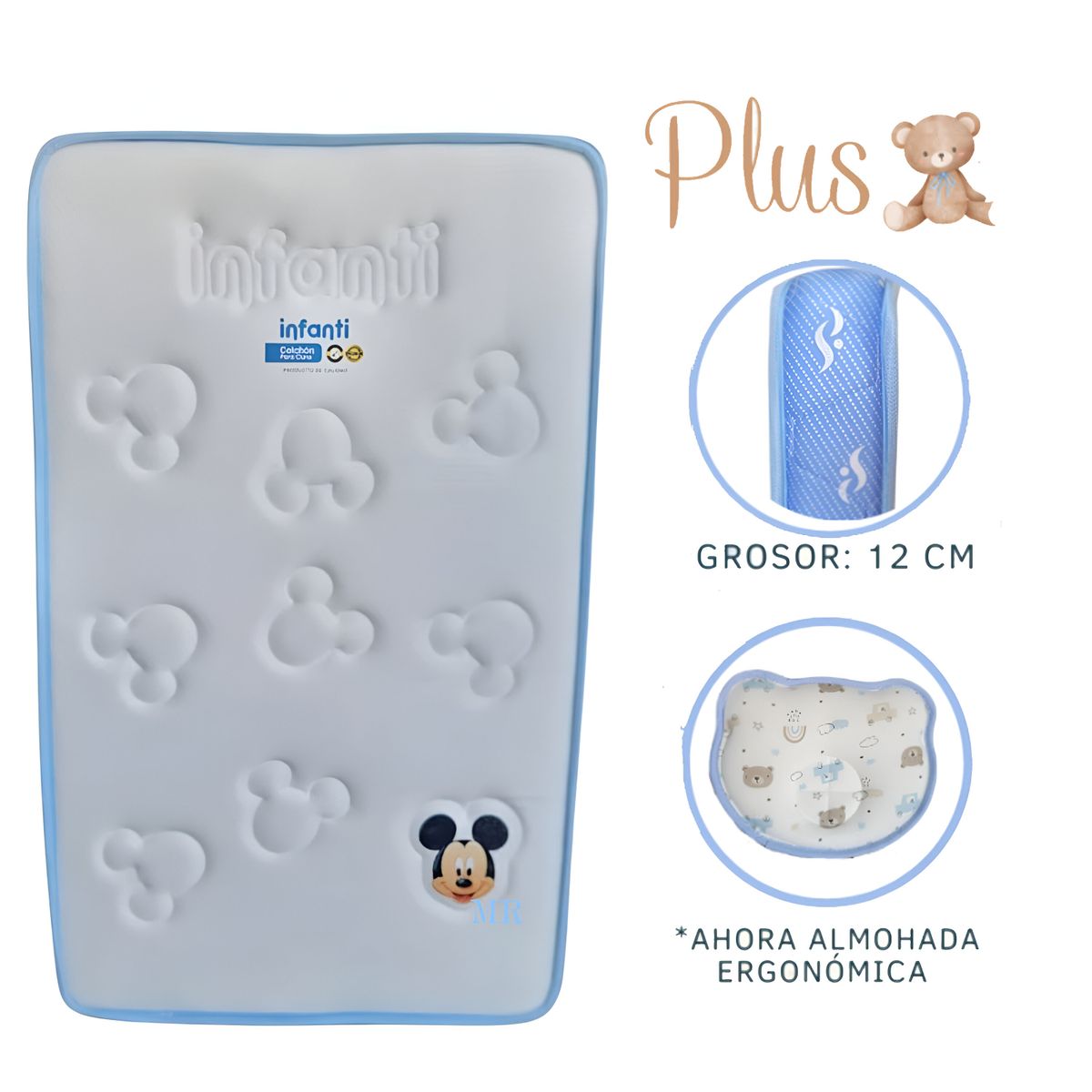 GENERICO - Colchón Plus para Bebé bordes Celeste