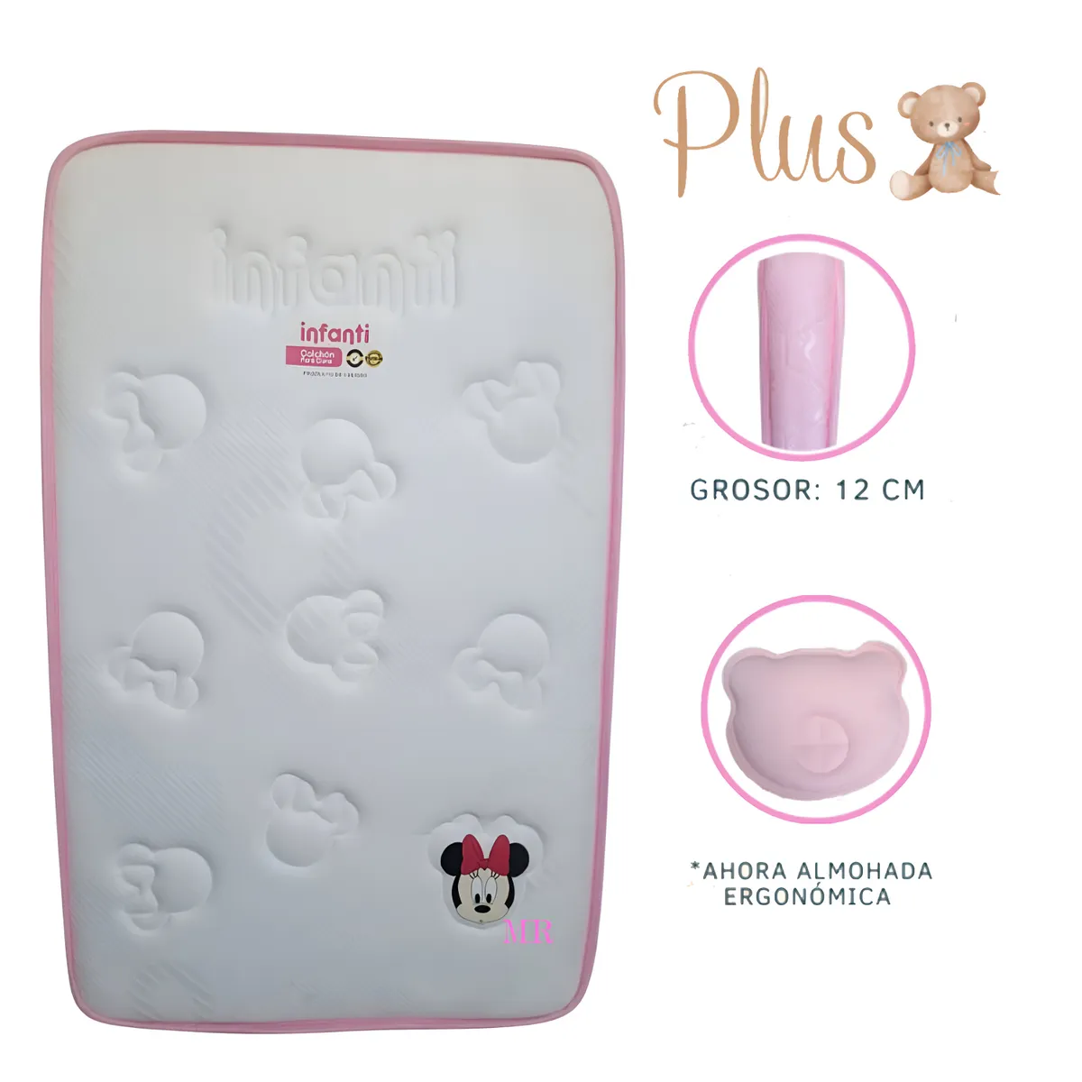 GENERICO - Colchón Plus para Bebé bordes Rosado