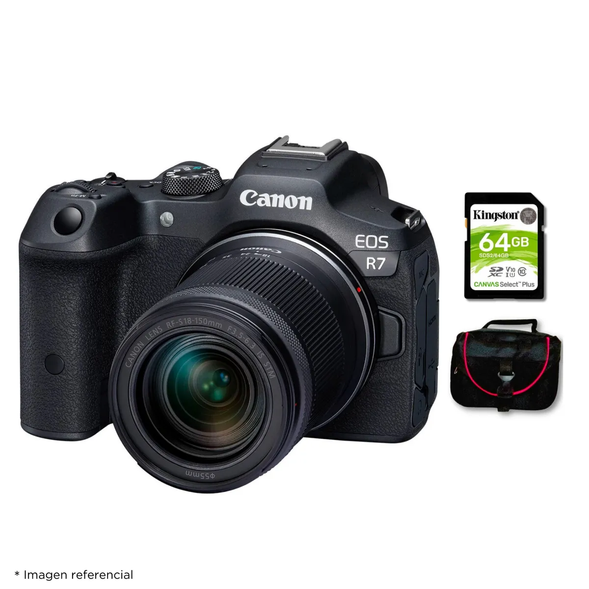 CANON - Cámara Canon EOS R7 + Lente RF-S 18-150mm + Kit Básico de Accesorios