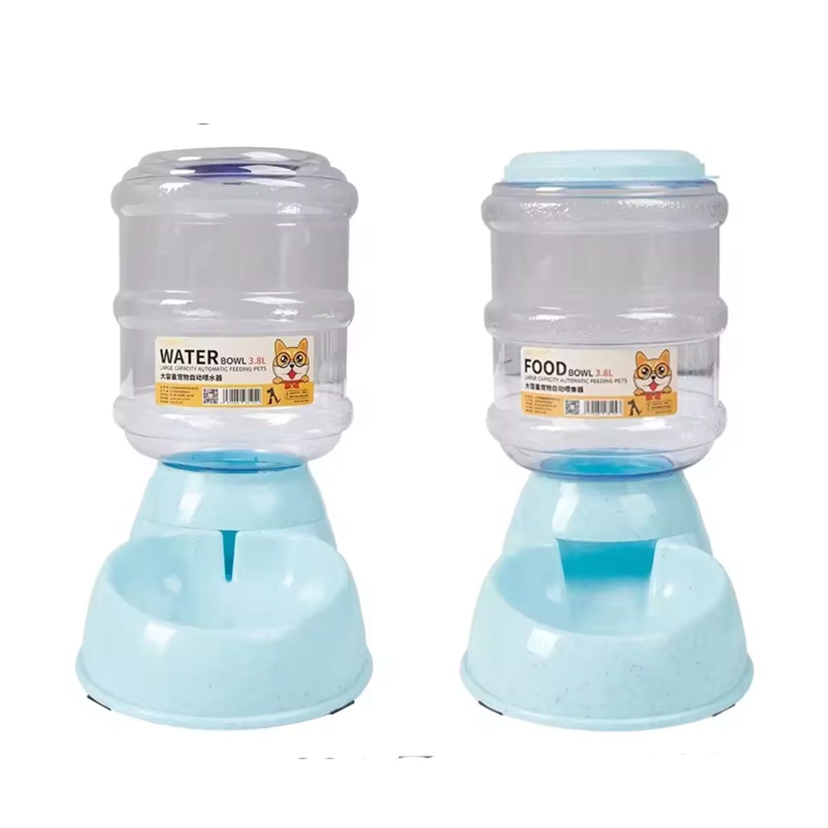 GENERICO - COMEDERO Y BEBEDERO PARA MASCOTAS 3.8 L CELESTE