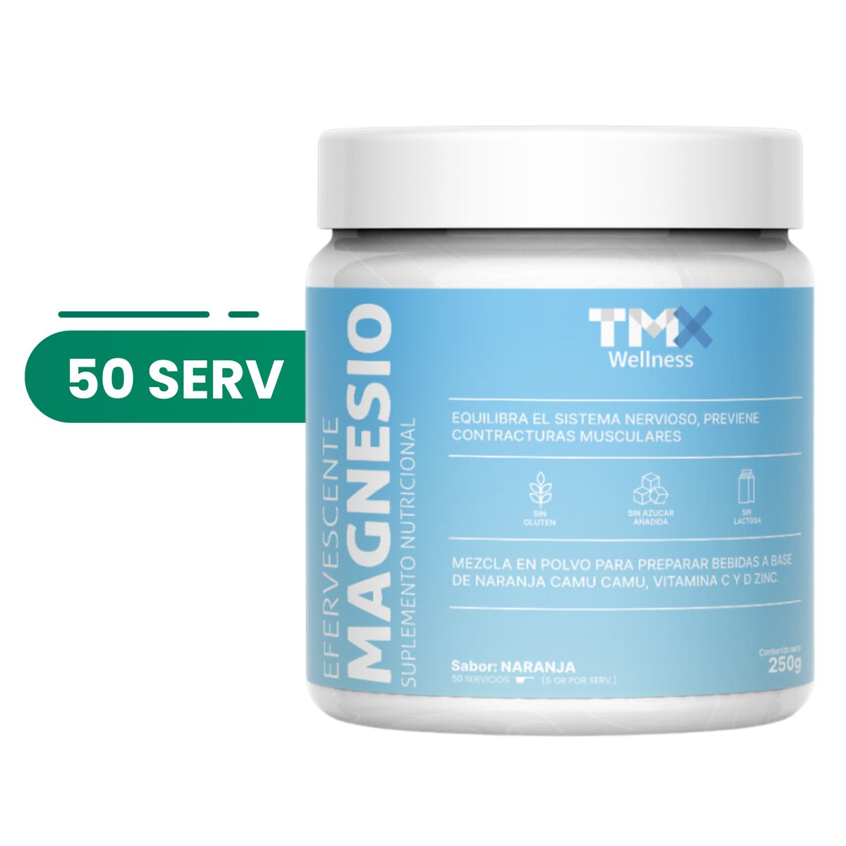 GENERICO - MAGNESIO EFERVESCENTE  250G - TMX - 50 SERVICIOS - SABOR NARANJA