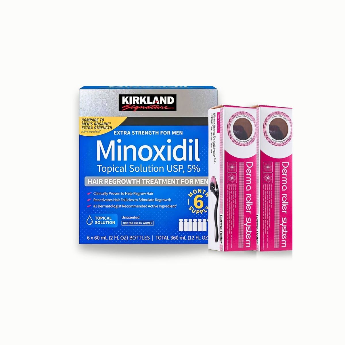 KIRKLAND - Caja minoxidil + x2 Derma Roller