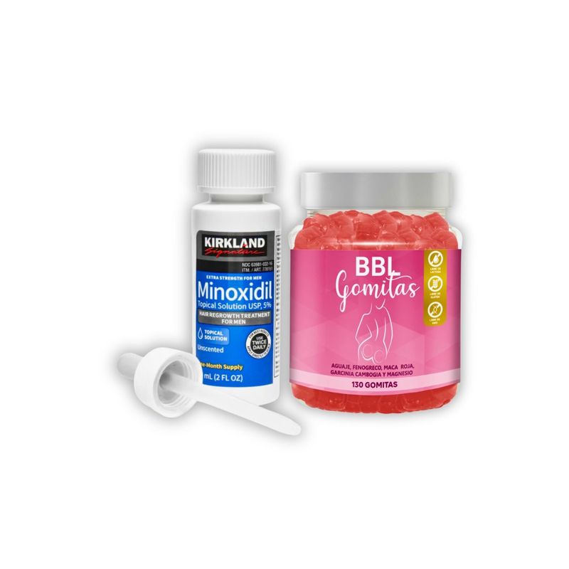 KIRKLAND - NaturalBoost Duo Minoxidil y Gomitas de Aguaje