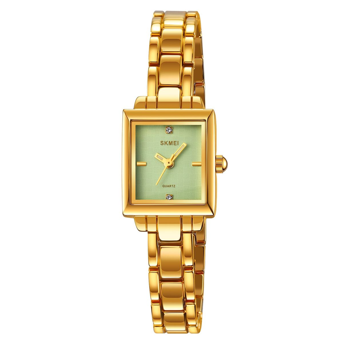 SKMEI - RELOJ SKMEI 2315 DORADO FONDO VERDE CORREA ACERO PARA DAMA