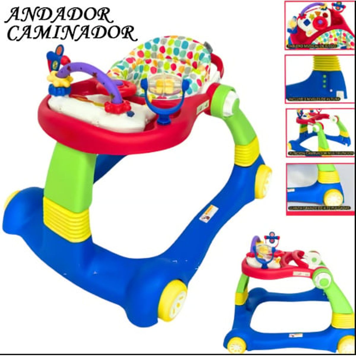 STOKKER BABY - Andador bebe Caminador Musical 2 en 1 Rojo