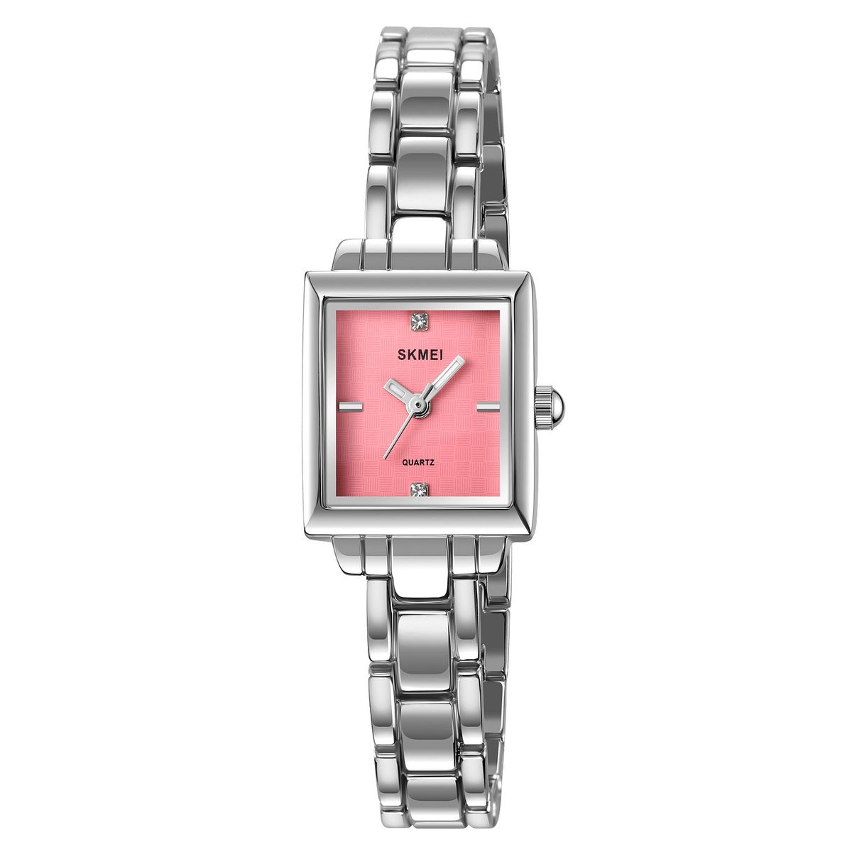 SKMEI - RELOJ SKMEI 2315 PLATEADO FONDO ROSADO CORREA ACERO PARA DAMA