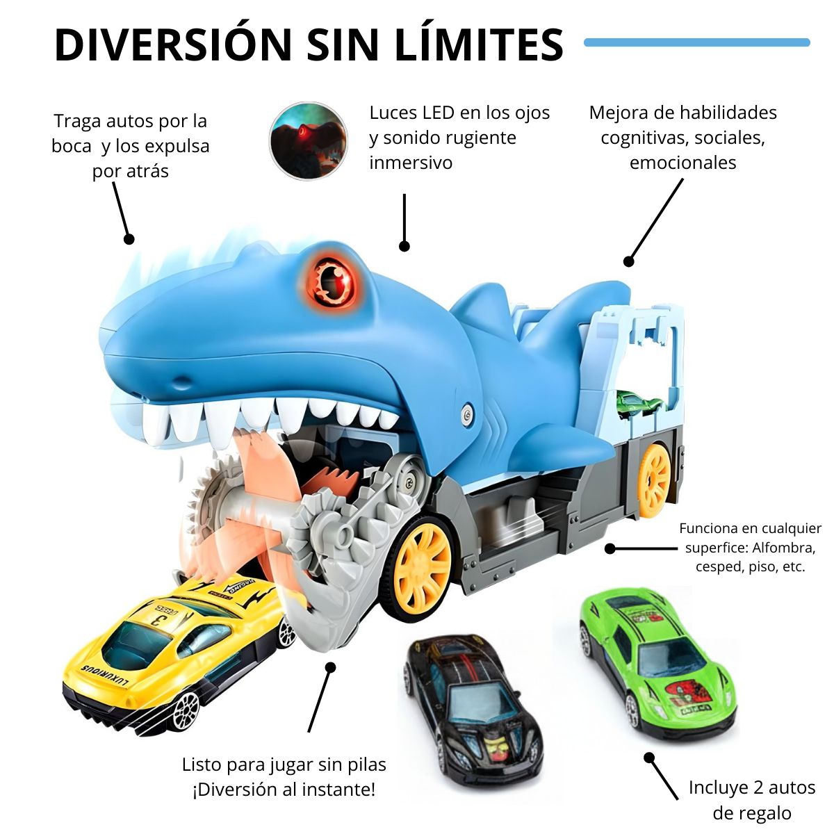 GENERICO - Devorador De Autos Juguetes Para Niños En Forma De Tiburon