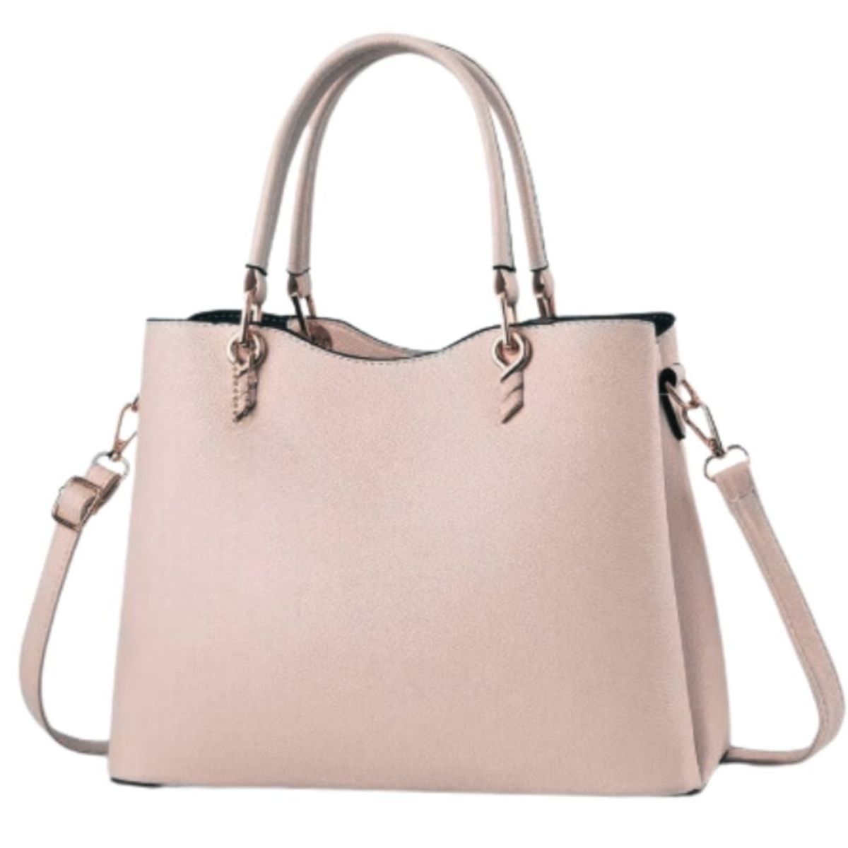 GENERICO - Bolso mediano semicurveada doble asa cuero pu