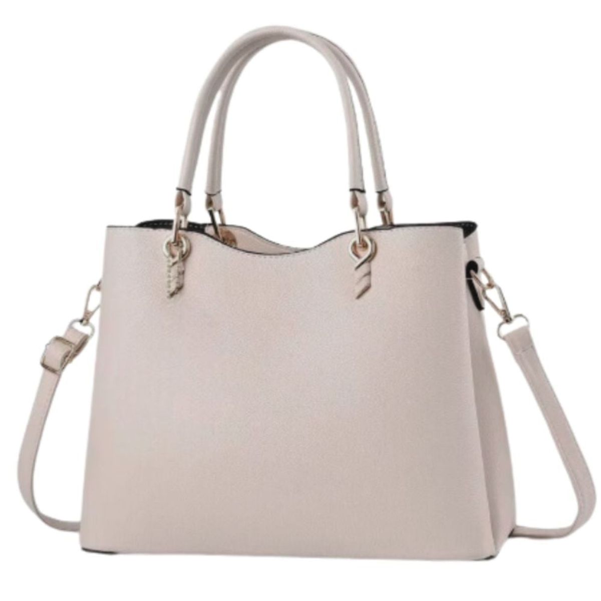 GENERICO - Bolso mediano semicurveada doble asa cuero pu