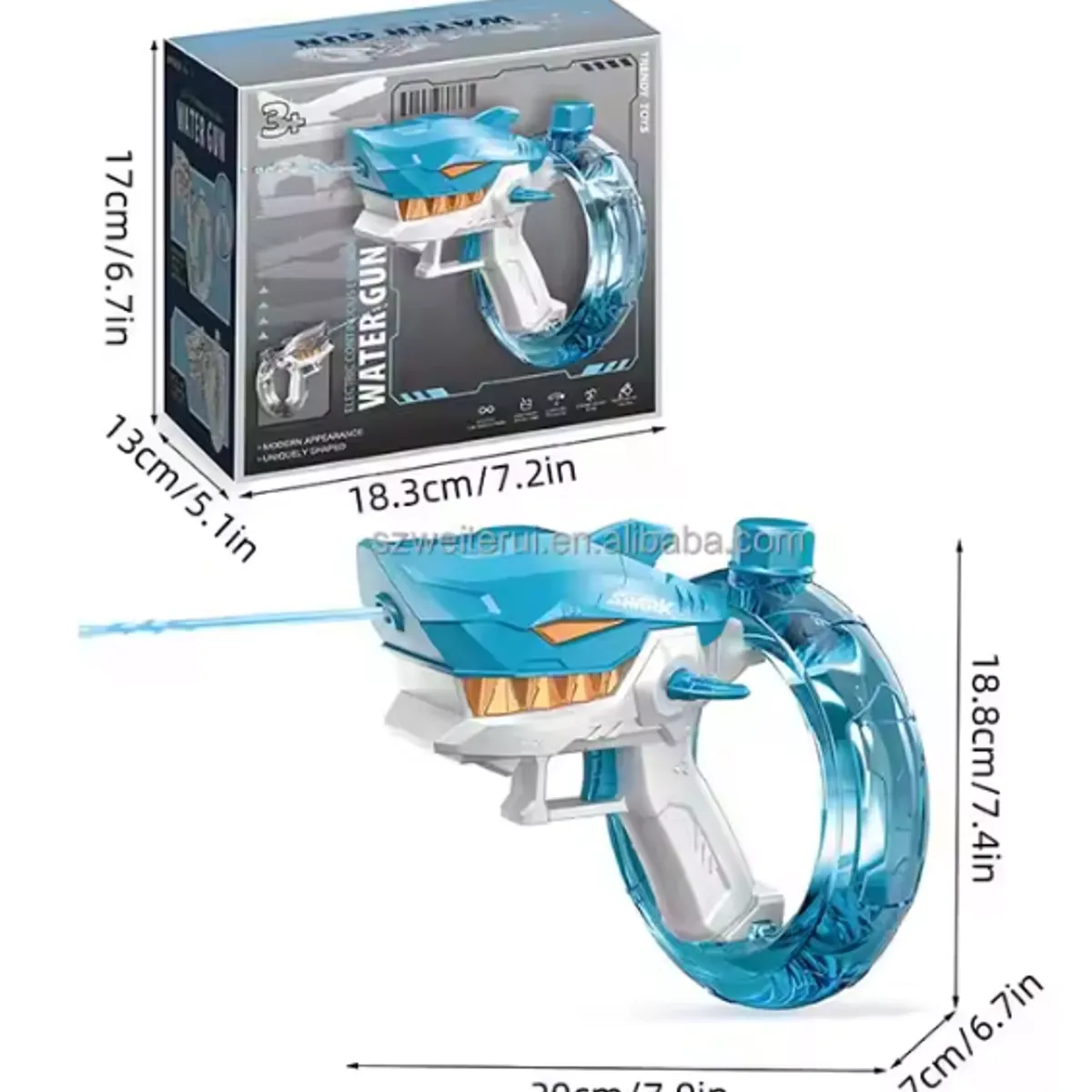 GENERICO - Pistola de Agua Electrónica automáticas Tiburón Celeste