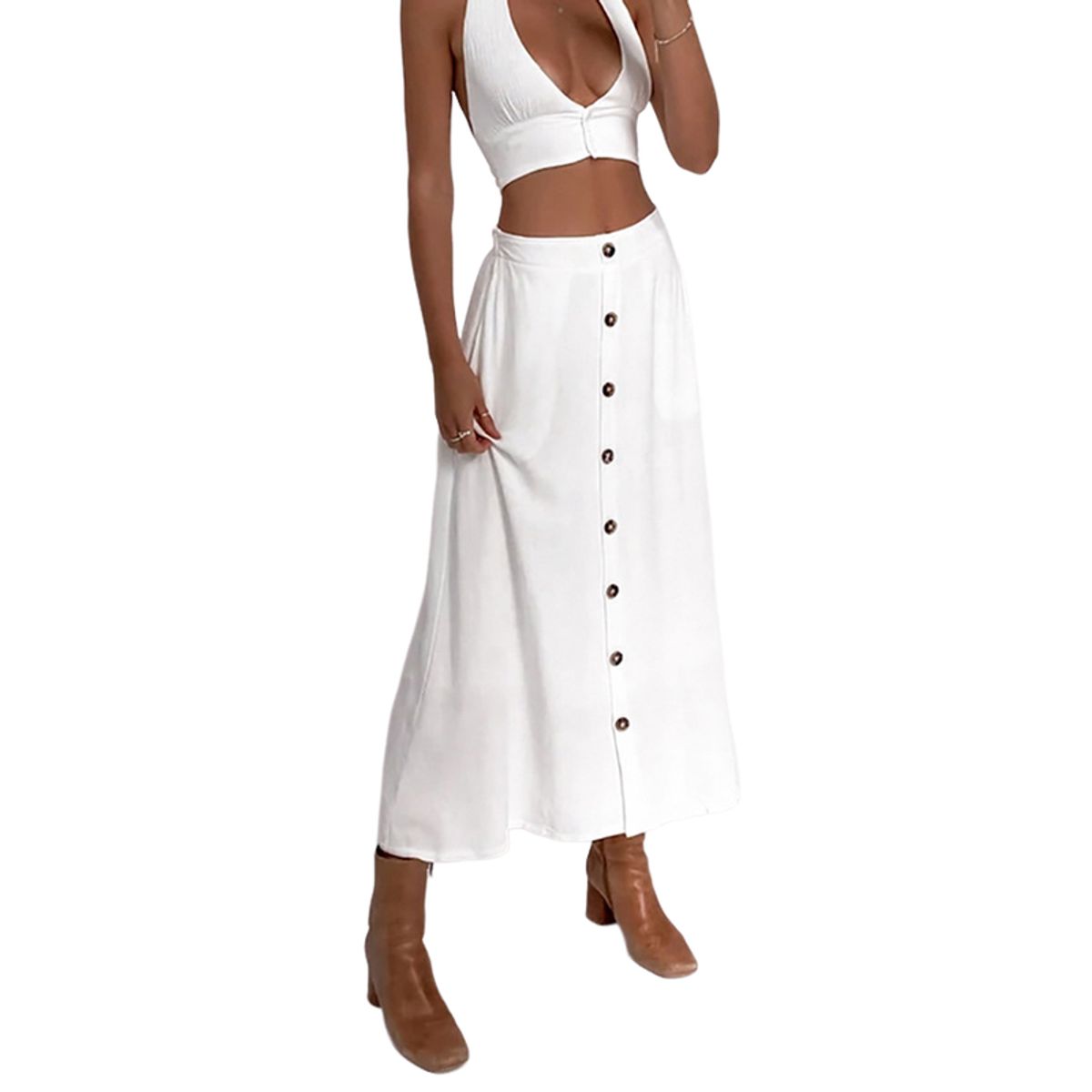 BLWOENS - Falda casual de para mujeres - Blanco