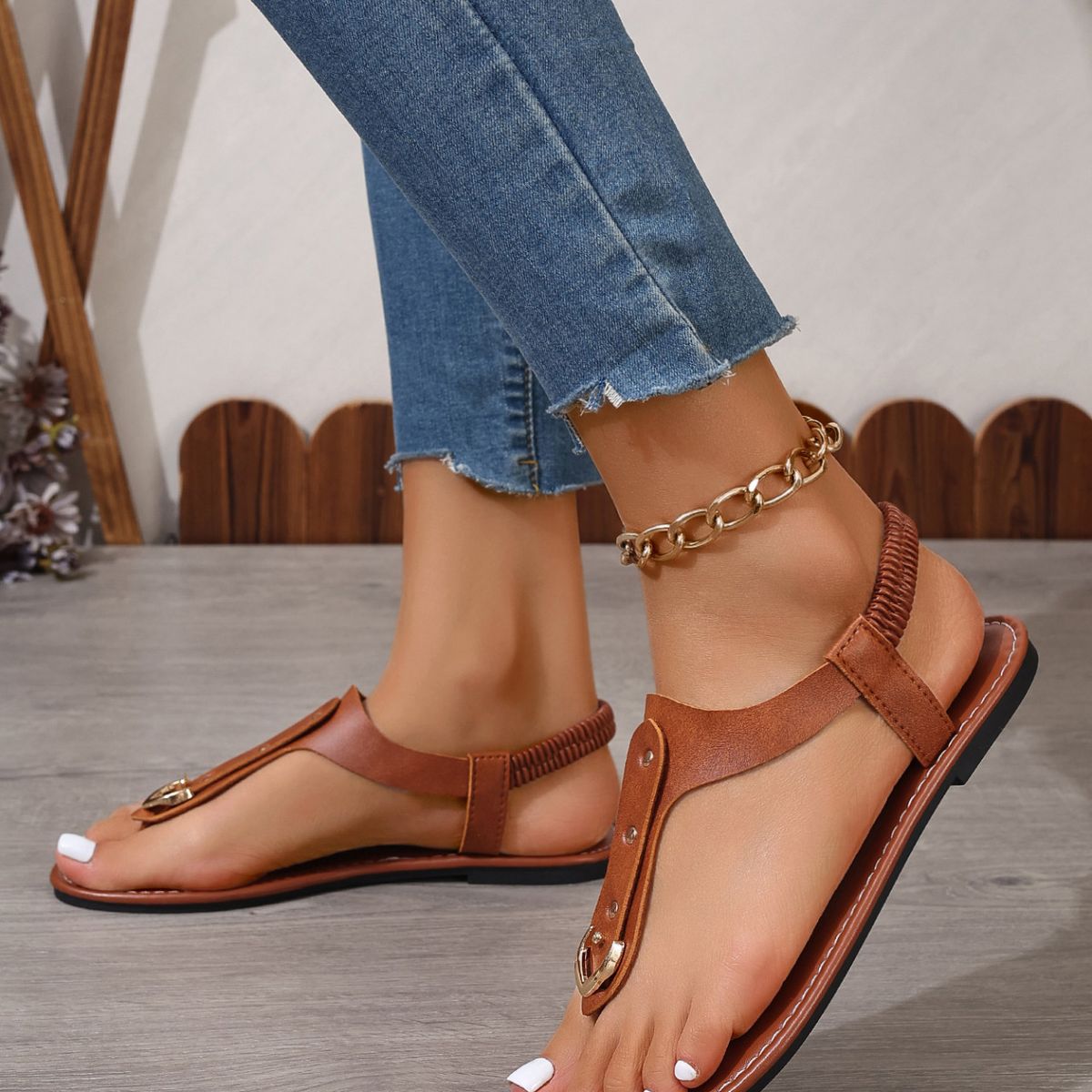 BLWOENS - Zapatos Sandalias de verano para Mujers - Marrón