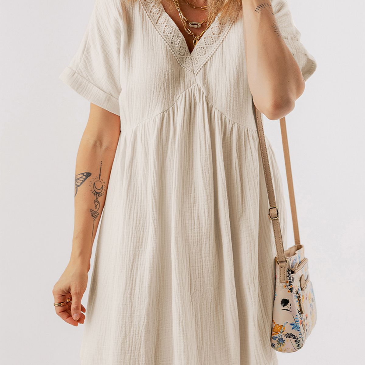 BLWOENS - Vestido casual de para mujeres - Beige