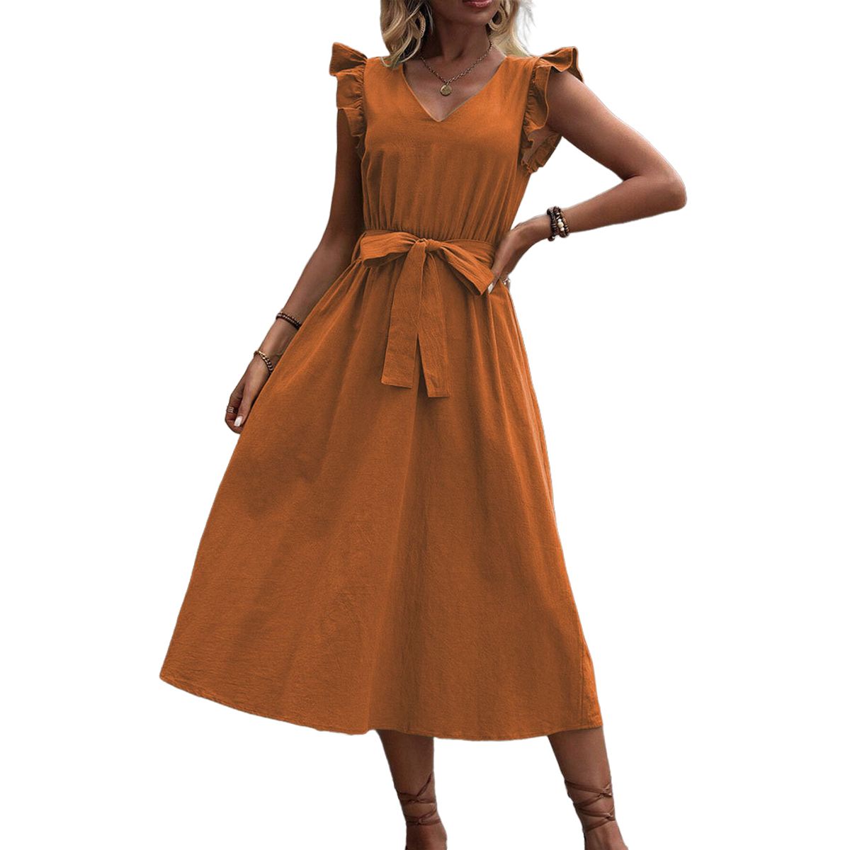 BLWOENS - Vestido casual de para mujeres -  Naranja
