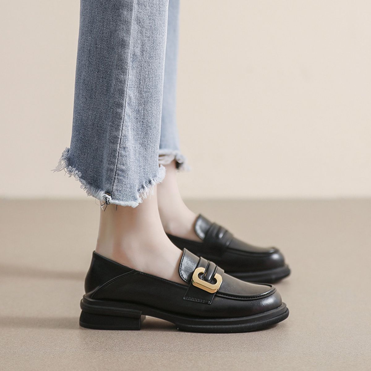 BLWOENS - Zapatos de cuero casuales para mujeres - Negro