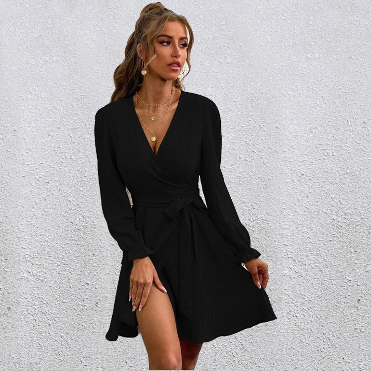 BLWOENS - Vestido casual de para mujeres - Negro