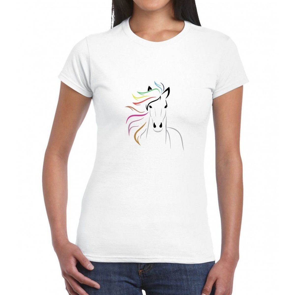 GENERICO - Polo Mujer diseño Caballo - Blanco