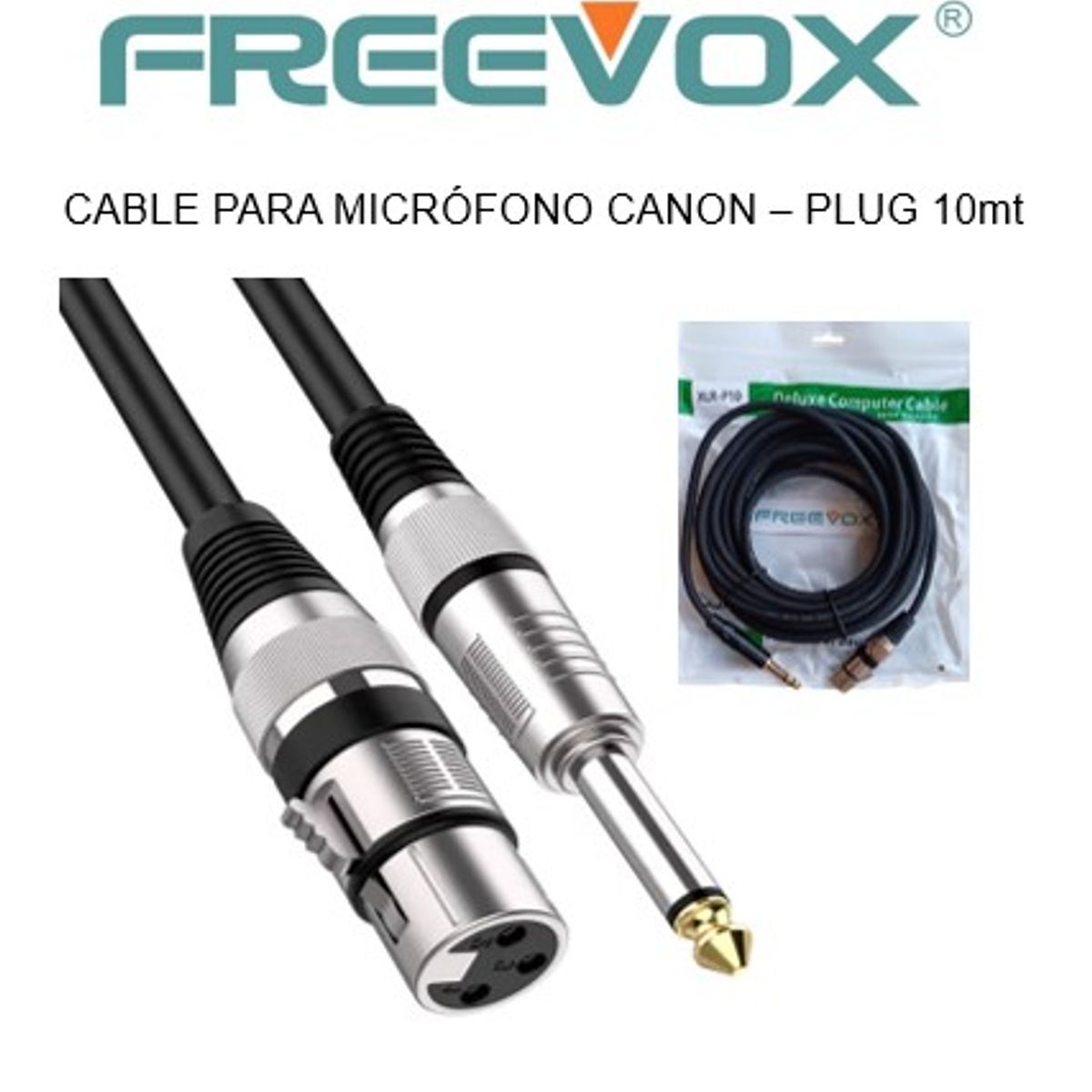 FREEVOX - CABLE FREEVOX PARA MICROFONO 10M - XLR Hembra a Plug 635mm