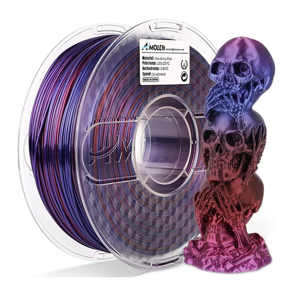 AMOLEN - Filamento Multicolor Gradiente PLA para impresora 3D Azul Morado Rojo