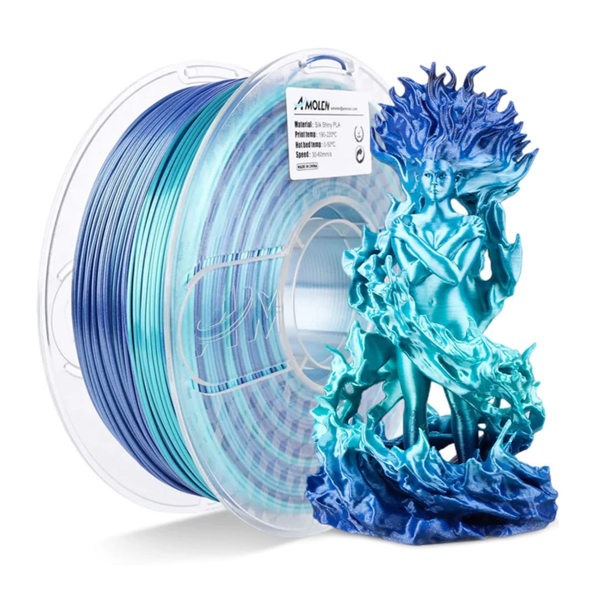 AMOLEN - Filamento Multicolor Gradiente PLA para impresora 3D Azul con Celeste