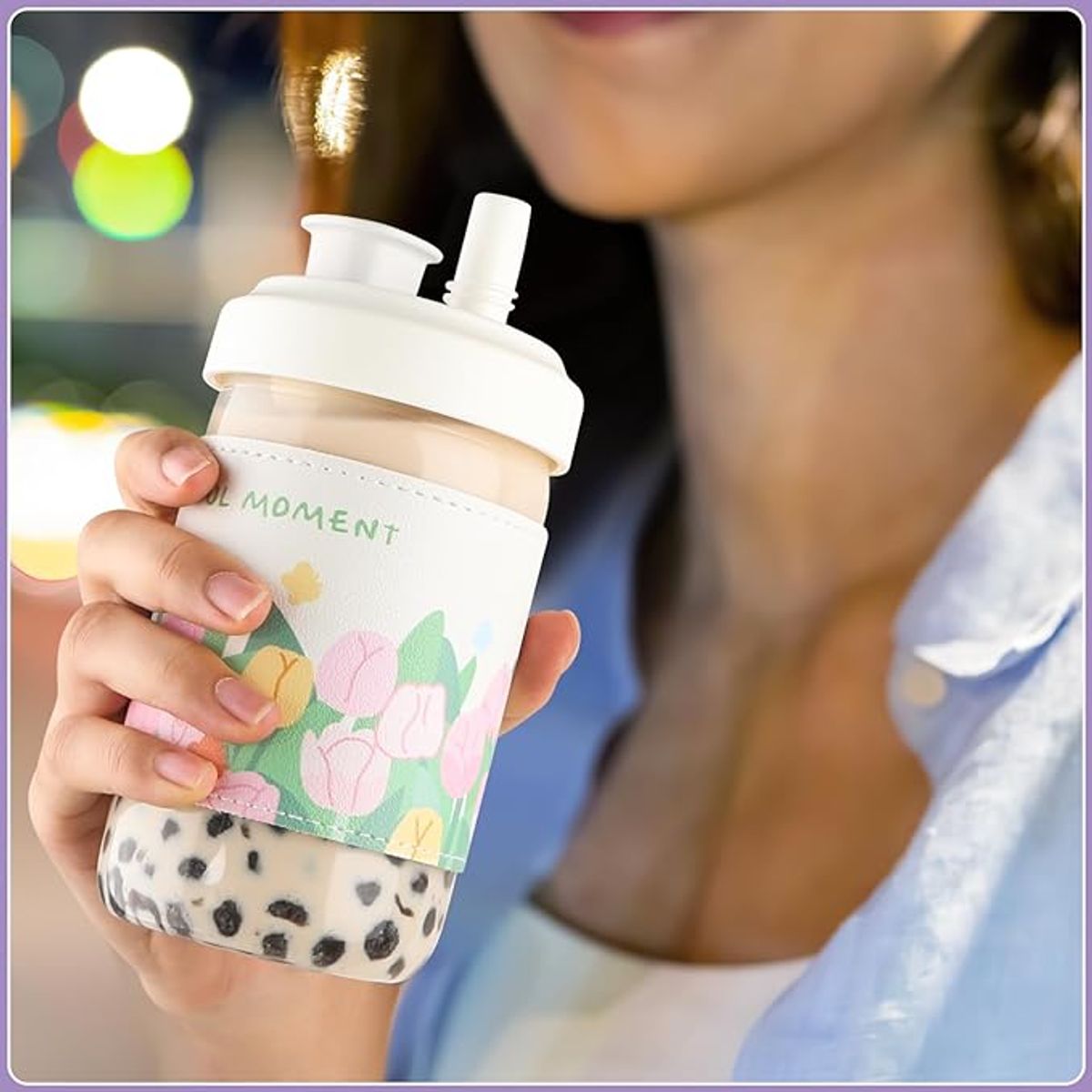 GENERICO - Botella Garrafa con Sorbete ancho 500ml Pink