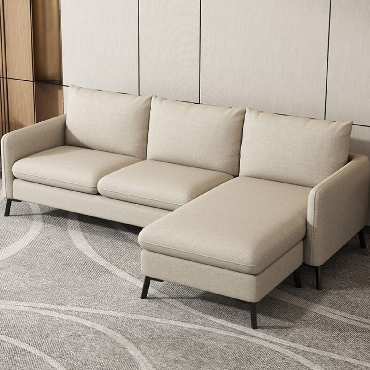 GENERICO - Sofá Seccional Henry 3 Cuerpos Derecho - Beige Claro