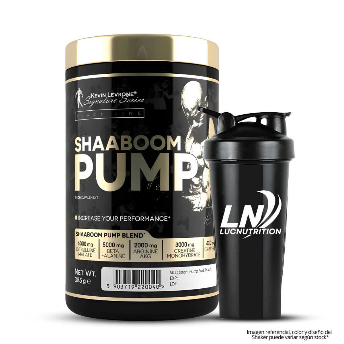 KEVIN LEVRONE - Shaaboom pump 385 g - 44 servicios / Pre-Entreno Kevin Levrone + Shaker