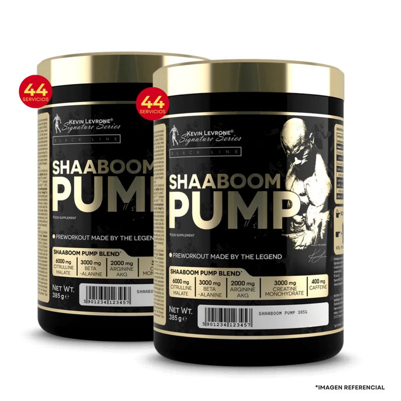 KEVIN LEVRONE - PACK 2 Shaaboom Pump 385gr 44 servicios Pre entreno Kevin Levrone !
