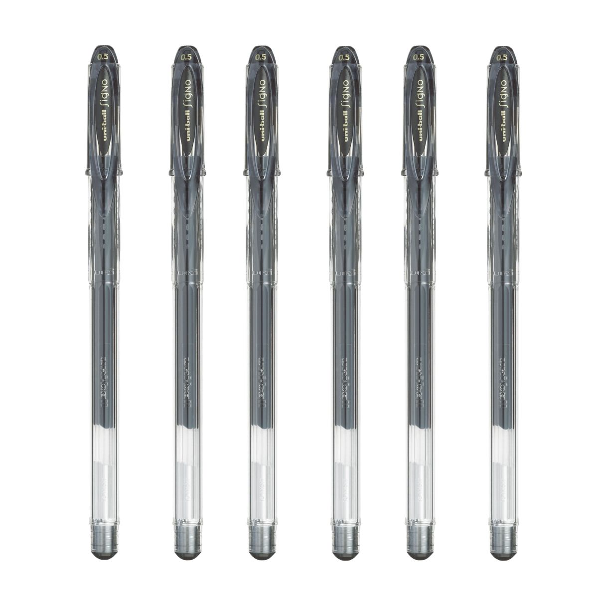 UNI BALL - UNI Signo UM-120 05mm Bolígrafo Tinta Gel Negro Pack x6