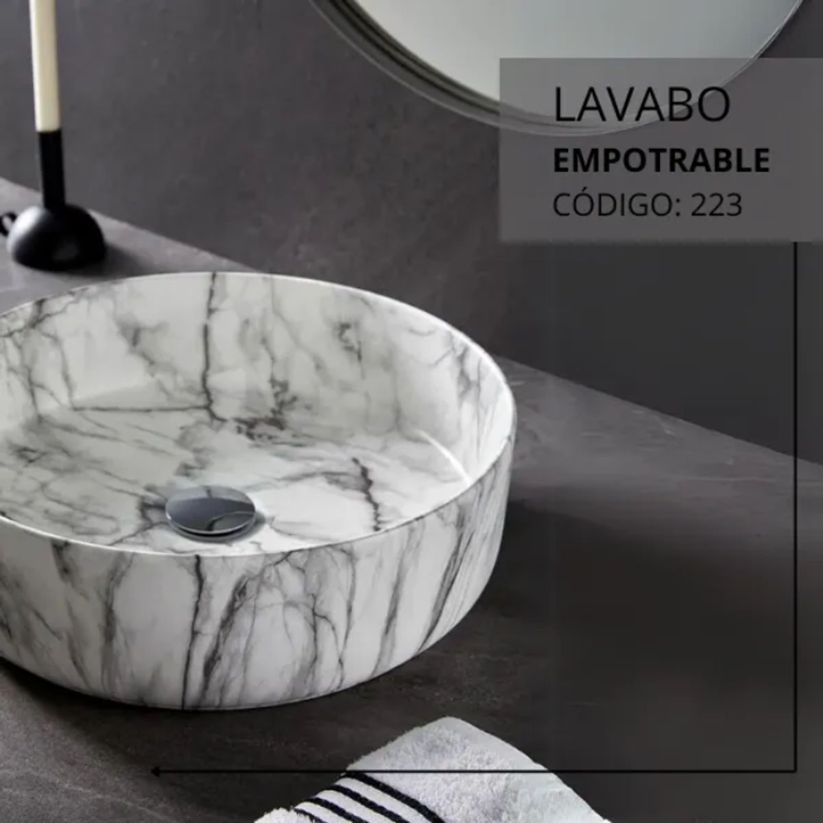 FRATELLI - BOWL LOZA CIRCULAR MARMOLEADO BLANCO CON GRIS 223M
