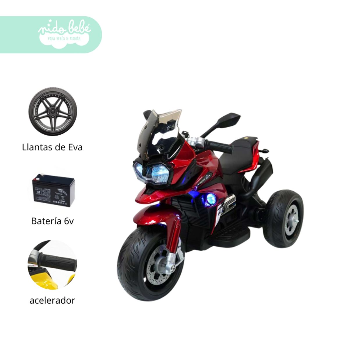 GENERICO - Trimoto a Bateria moox Rojo