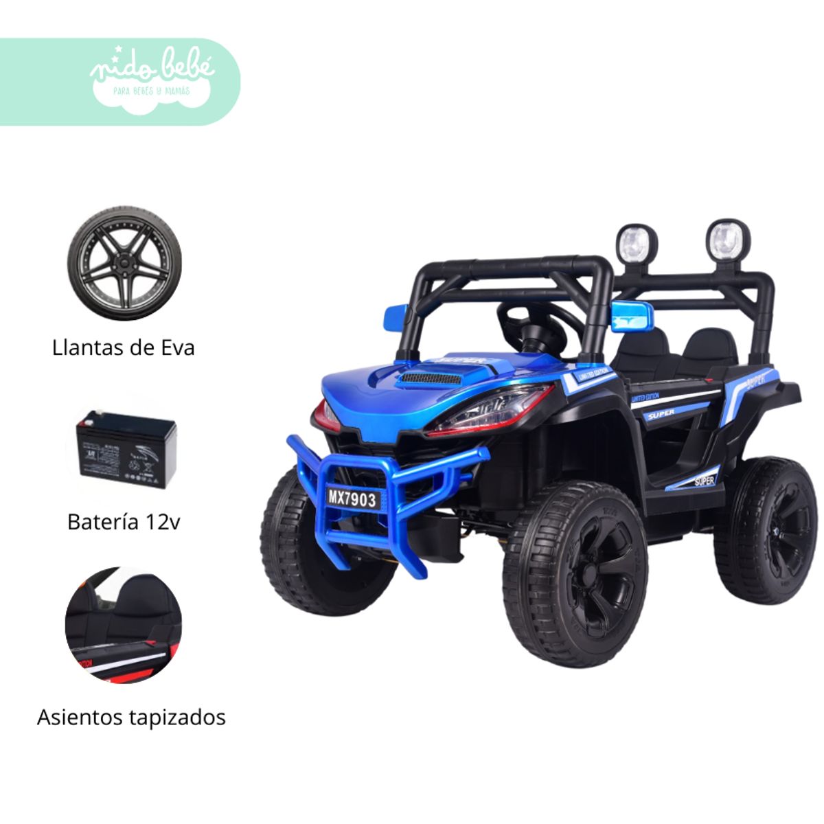 GENERICO - Camioneta a Batería para Niño JUNGLE BLUE