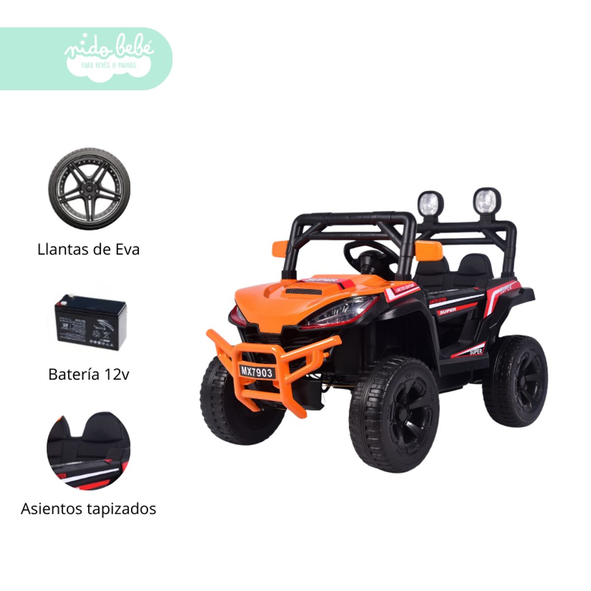 GENERICO - Camioneta a Batería para Niño JUNGLE ORANGE