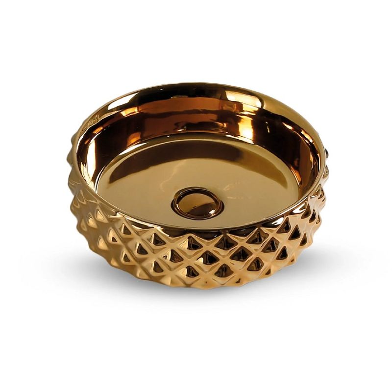 FRATELLI - BOWL OVALIN DE LOZA CRICULAR DORADO DIAMANTE 463-G